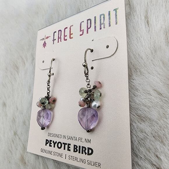 NEW Peyote Bird Free Spirit Purple and Silver Dangle Hook Earrings - Picture 4 of 8
